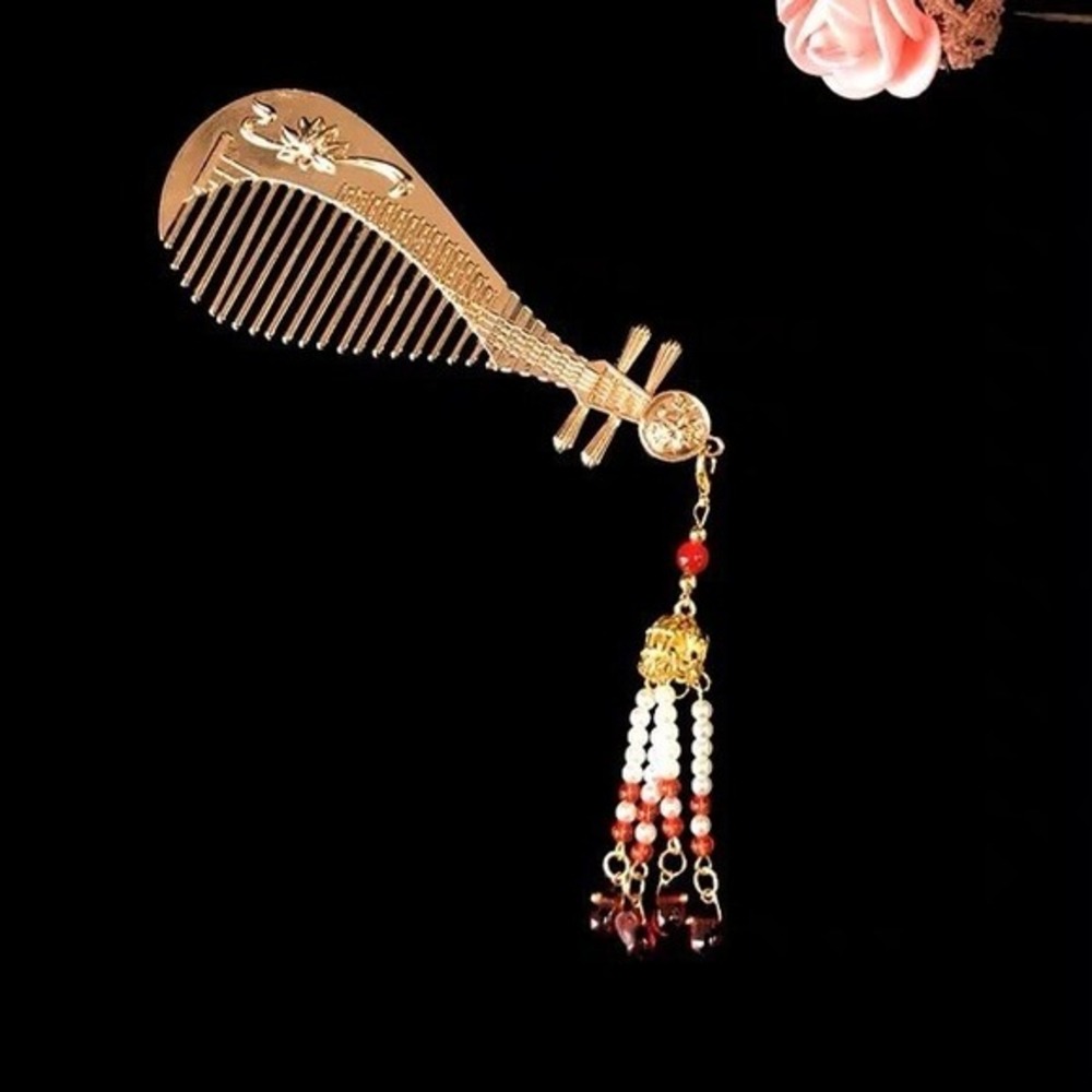 Elegant Vintage Style Pipa Hair‎ Stick Comb with Tassel – Musical-Inspired Art